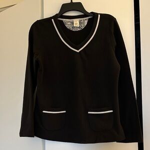 Liz Claiborne Black V-Neck Fleece Pajama Top